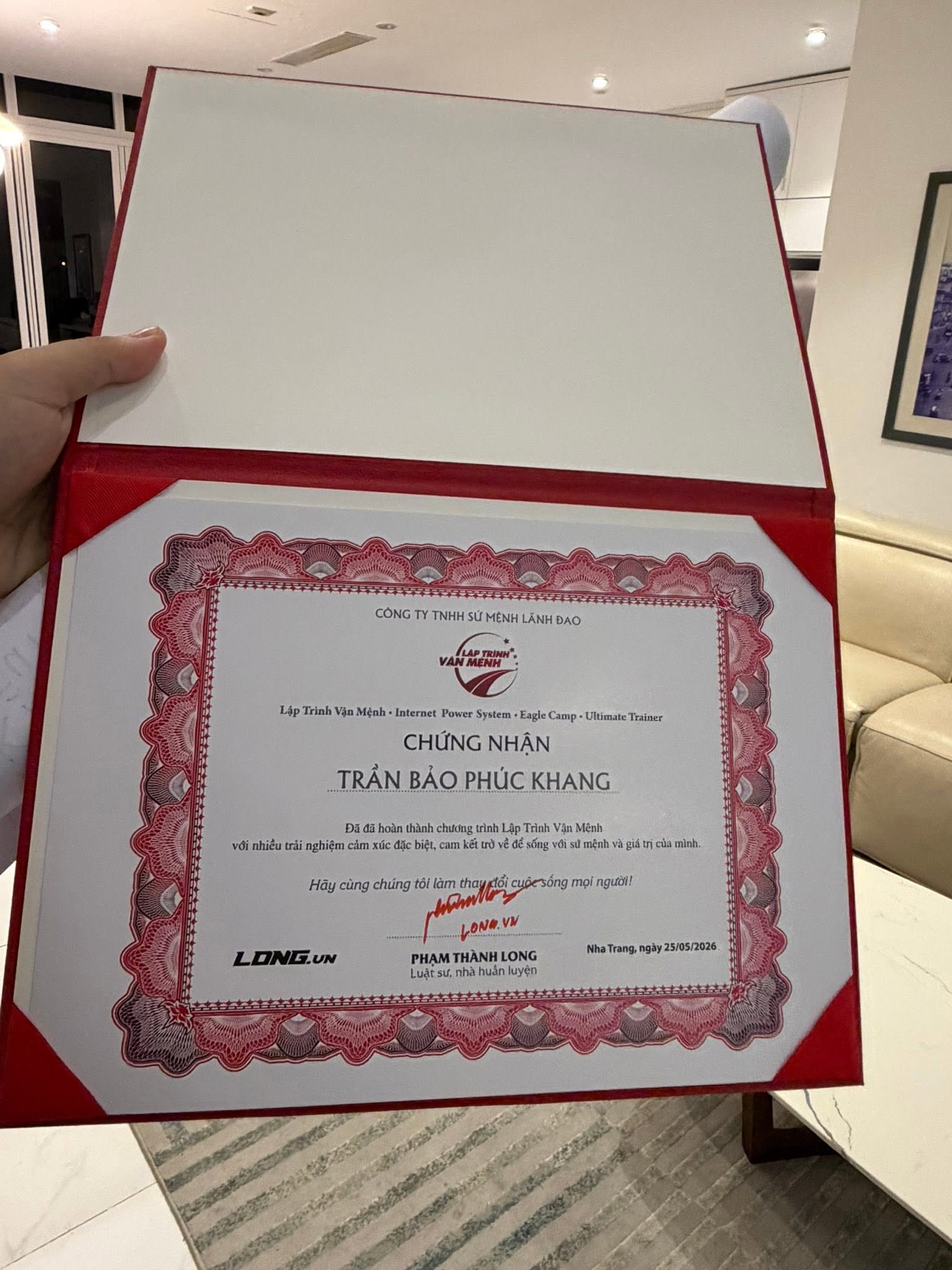 Giấy chứng nhận — Trần Bảo Phúc Khang